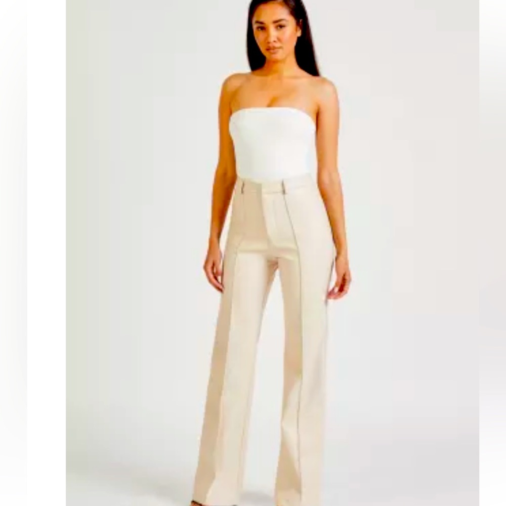 Because of Alice cream faux leather pants